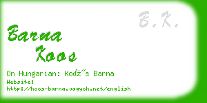 barna koos business card